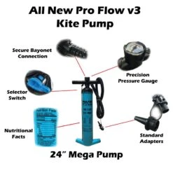 PKS Pro Flow V3 XL Kite Pump With PSI Meter 24" Discounts Apply ! -Wind Rush Shop pks 2020 pro flow v3 mega pump 4